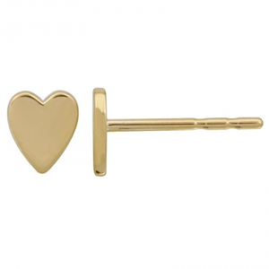 14k Yellow Gold Heart Stud Earrings