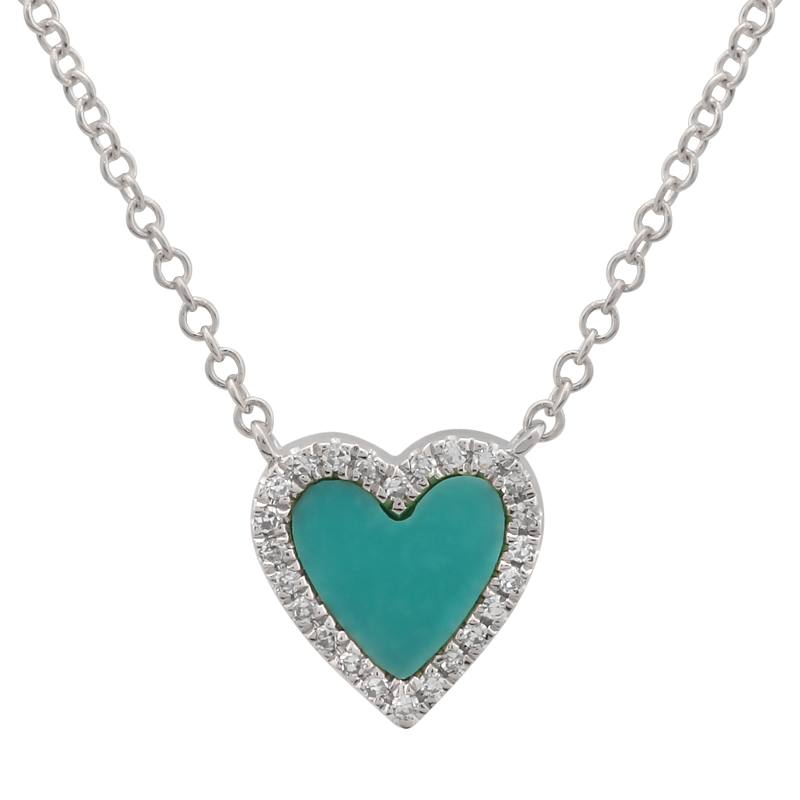 Buy 14K Gold Petite Turquoise Heart Necklace | Heist Jewelry
