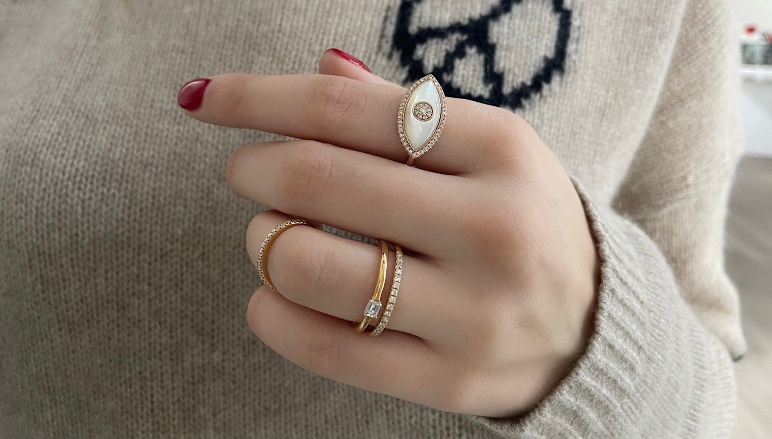 Automic Gold Diamond Evil Eye Ring | Sustainable Fine Jewelry